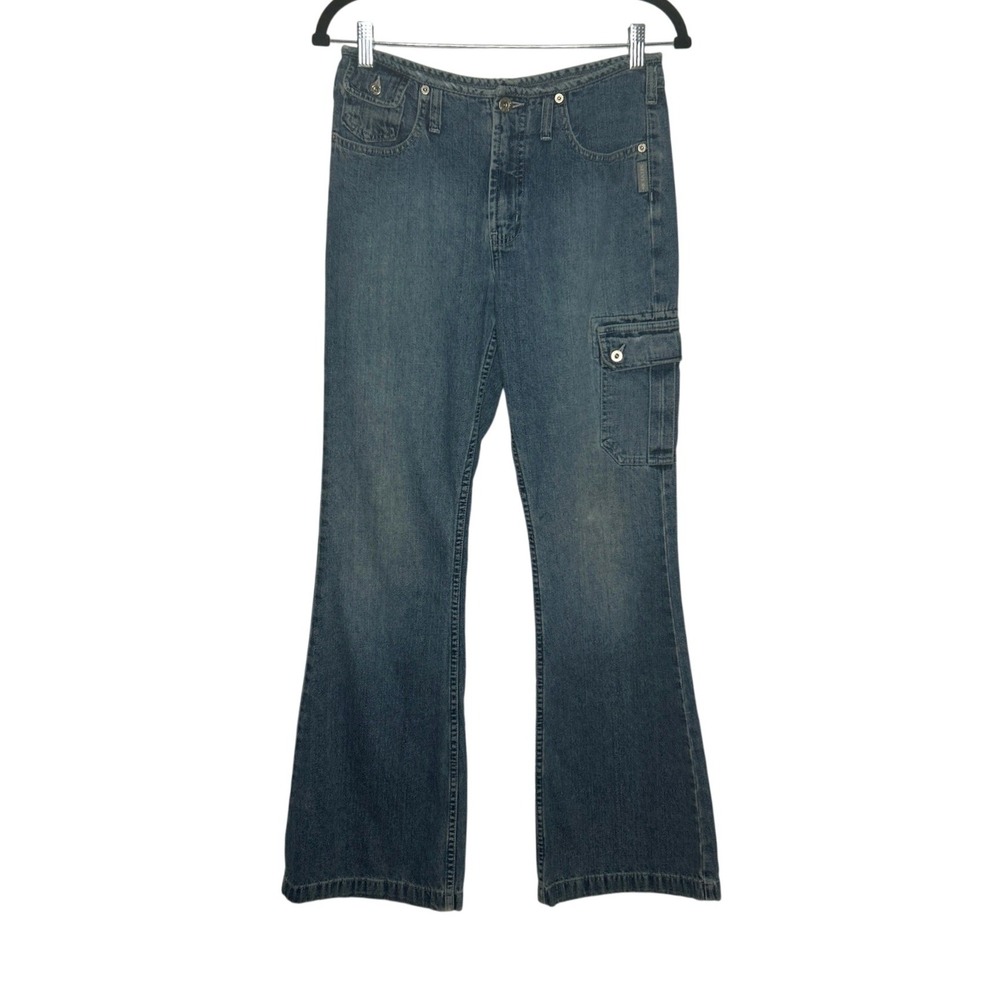 Silver Jeans Vintage Y2K Low Rise Cargo Flare Jeans 28 Utility Grunge Streetwear